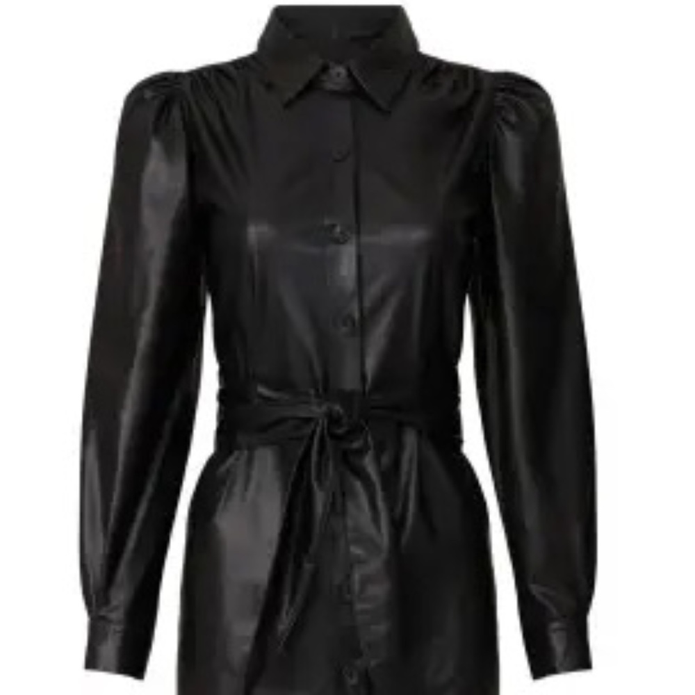 Peter Som Collective Faux Leather Shirtdress, 6